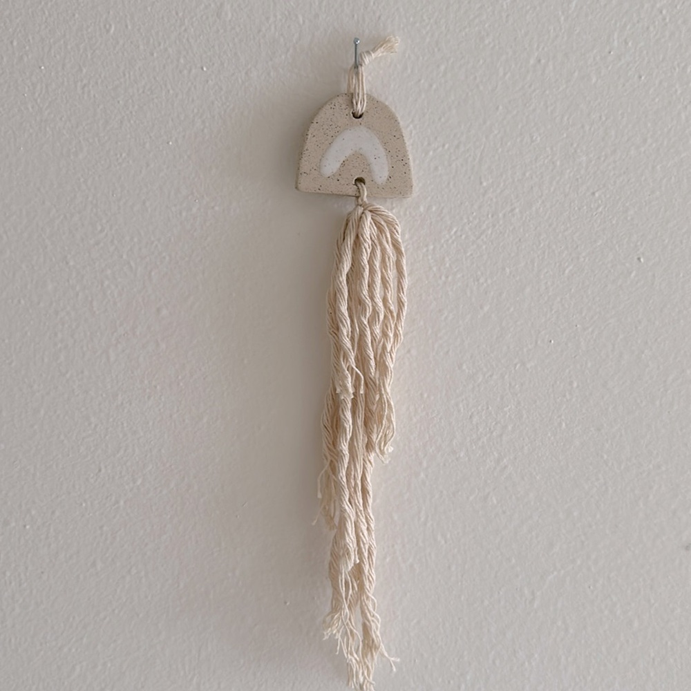 Handmade Ceramic Wall Hanging | Rainbow with Macrame